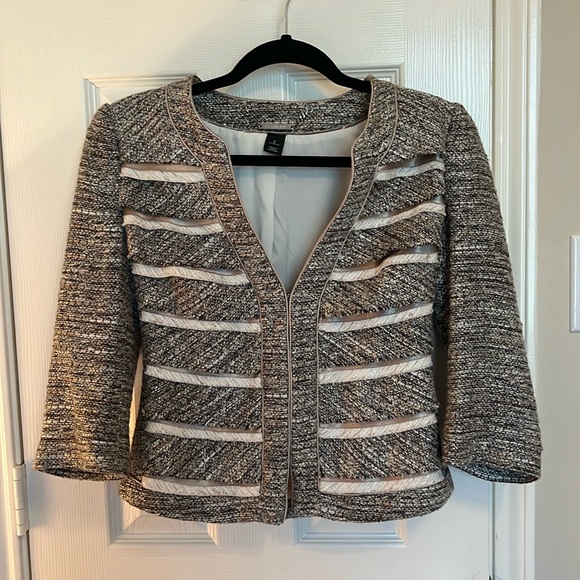 White House Black Market Jackets & Blazers - White House Black Market Tweed Fringe Crop Jacket